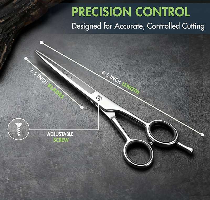 Ruvanti Hair Cutting Scissors - 6.5 Inch Sharp Hair Scissors & Haircut Scissors for Women Men Kids, Stainless Steel Scissors for Hair, Home Hair Cutting Scissors Professional with Case - Image 2