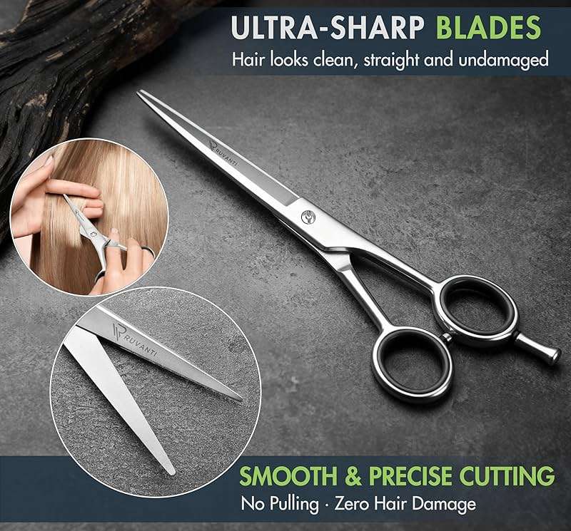Ruvanti Hair Cutting Scissors - 6.5 Inch Sharp Hair Scissors & Haircut Scissors for Women Men Kids, Stainless Steel Scissors for Hair, Home Hair Cutting Scissors Professional with Case - Image 3