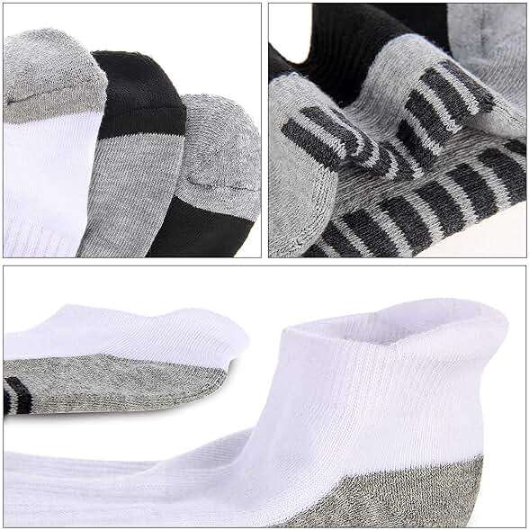 eallco Mens Ankle Socks Low Cut Athletic Cushioned Running Tab Socks 6 Pack - Image 4