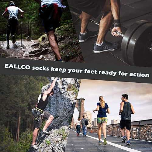 eallco Mens Ankle Socks Low Cut Athletic Cushioned Running Tab Socks 6 Pack - Image 8