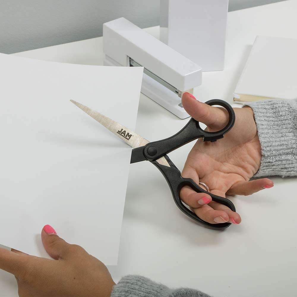JAM PAPER Multi-Purpose Precision Scissors - 8 Inch - Black - Ergonomic Handle & Stainless Steel Blades - Sold Individually - Image 2