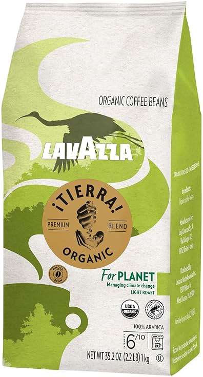Lavazza ¡Tierra Organic for Planet Whole Bean Coffee, Light Roast, 100% Arabica, 2.2 lb Bag (Pack of 6) - Image 9