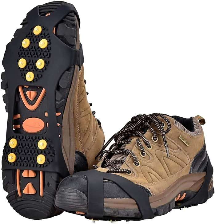 Aliglow Ice Snow Grips Over Shoe/Boot Traction Cleat Spikes Anti Slip Footwear - Image 1