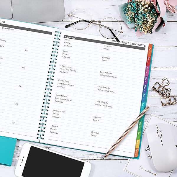 2026-2027 Monthly Planner - Planner/Calendar 2026-2027, JUL 2026 - DEC 2027, 9" x 11", 18 Month Planners with Tabs, Pocket, Label, Contacts and Passwords, Twin-Wire Binding, Blue - Image 2
