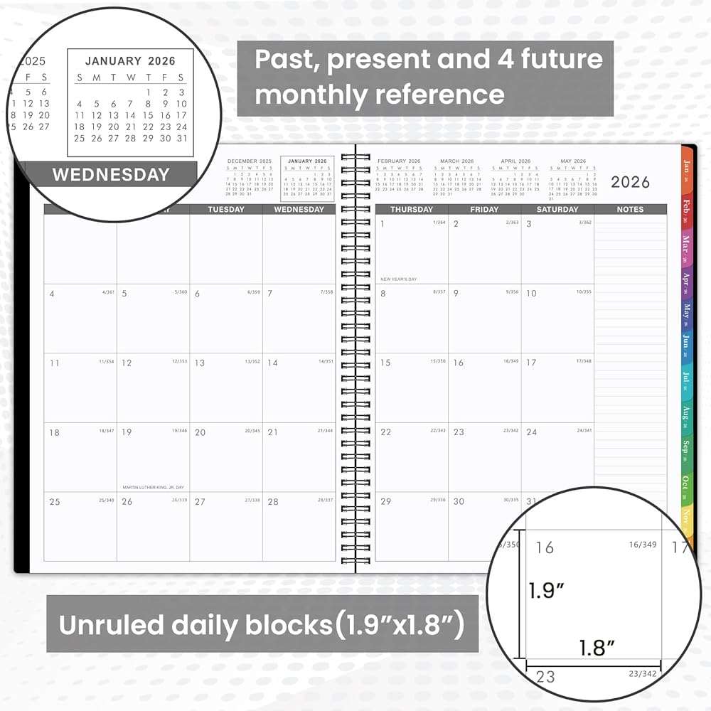 Artfan Monthly Planner 2026-2027, Jul 2026 - Dec 2027 Planner, 18 Month Calendar with Colorful Tabs, Polypropylene Perforated Page, 8.5" x 11", Planner 2026-2027 for Home School Office - Black - Image 4
