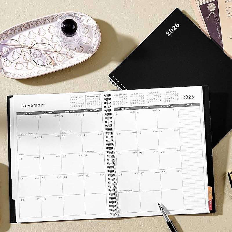 Artfan Monthly Planner 2026-2027, Jul 2026 - Dec 2027 Planner, 18 Month Calendar with Colorful Tabs, Polypropylene Perforated Page, 8.5" x 11", Planner 2026-2027 for Home School Office - Black - Image 7