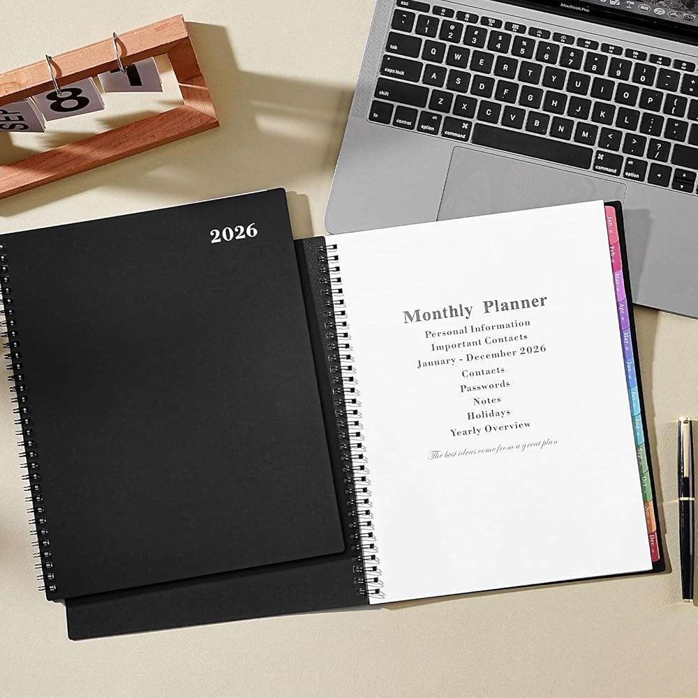 Artfan Monthly Planner 2026-2027, Jul 2026 - Dec 2027 Planner, 18 Month Calendar with Colorful Tabs, Polypropylene Perforated Page, 8.5" x 11", Planner 2026-2027 for Home School Office - Black - Image 8