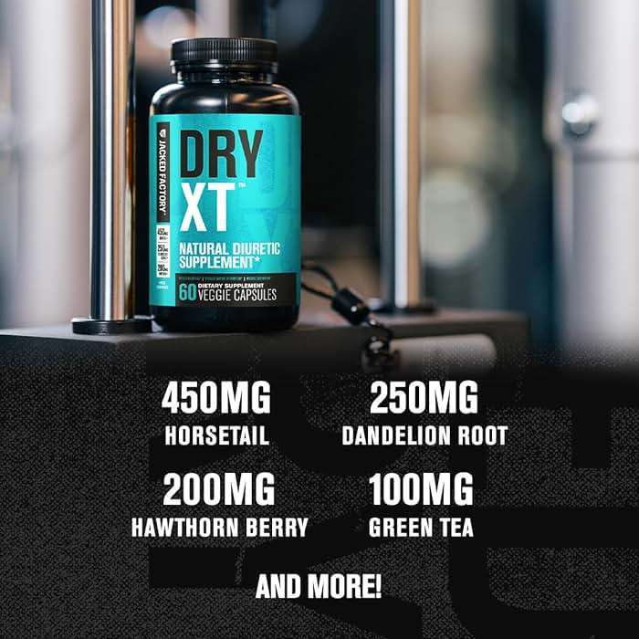 Jacked Factory Dry-XT Diuretic Water Pills - Natural Supplement | Reduces Water Retention & Bloating | Dandelion Root Extract, Potassium, 7 More Powerful Ingredients - 60 Veggie Capsules - Image 4