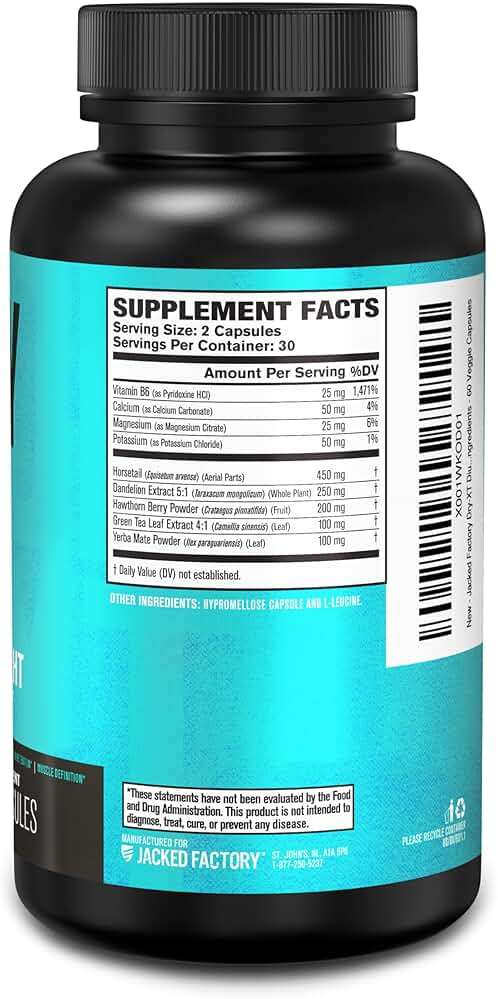 Jacked Factory Dry-XT Diuretic Water Pills - Natural Supplement | Reduces Water Retention & Bloating | Dandelion Root Extract, Potassium, 7 More Powerful Ingredients - 60 Veggie Capsules - Image 7