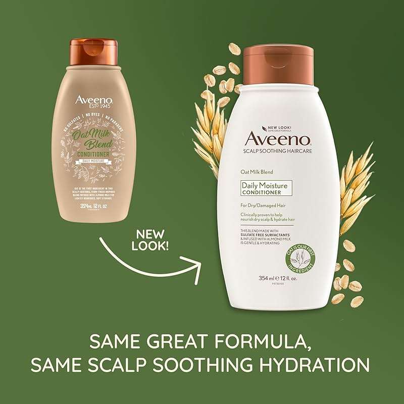 Aveeno Oat Milk Blend Moisturizing Conditioner, Ultra-Hydrating, for Dry, Damaged Hair, 12 fl oz - Image 2