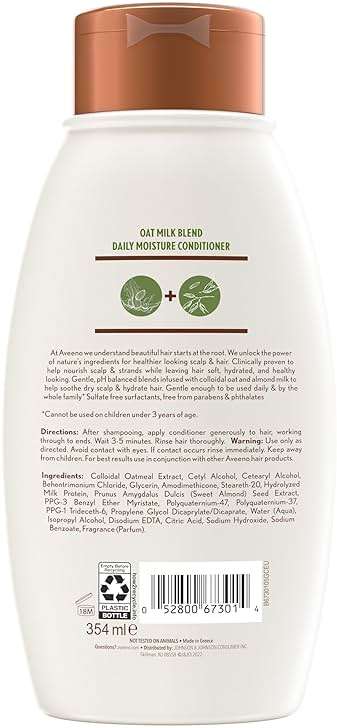 Aveeno Oat Milk Blend Moisturizing Conditioner, Ultra-Hydrating, for Dry, Damaged Hair, 12 fl oz - Image 8