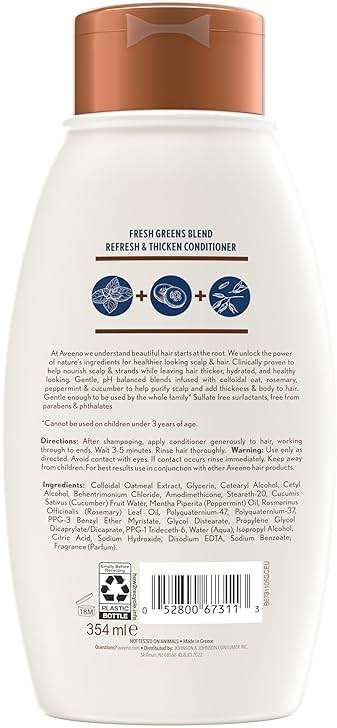 Aveeno Fresh Greens Blend Natural Volumizing Conditioner, Cucumber, Rosemary, for Fine Hair, 12 fl oz - Image 8