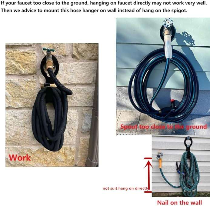 Ebliiny Garden Hose Hanger - Heavy Duty Metal Holder for 50ft/25ft Expandable Hose, Supports 110lbs - Portable Garage Storage - Image 6