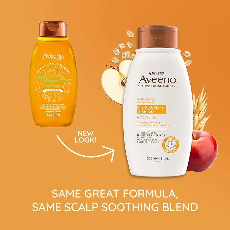 Aveeno Apple Cider Vinegar Clarifying Shampoo, Shine Enhancing, 12 fl oz - Image 2