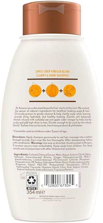 Aveeno Apple Cider Vinegar Clarifying Shampoo, Shine Enhancing, 12 fl oz - Image 6