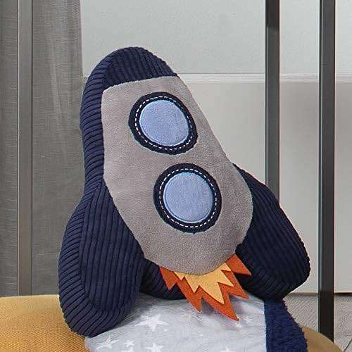 Lambs & Ivy Milky Way Rocket Ship Nursery Throw Pillow Plush - Image 3
