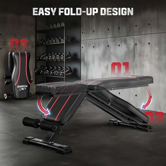 FLYBIRD Adjustable Bench,Utility Weight Bench for Full Body Workout- Multi-Purpose Foldable Incline Bench (Black) - Image 6