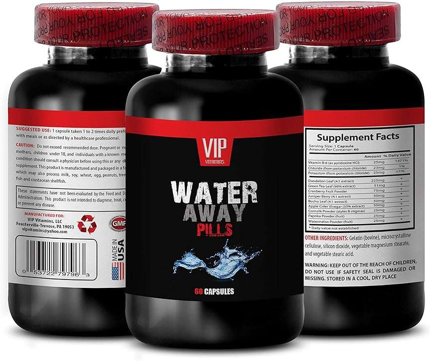 Water Away Pills Diuretic Supplements - Water Away Pills - Diuretics for Water Retention, Reduce Bloating, Detox Cleanse, Paprika, Apple Cider Vinegar, Support Kidney Function, 1 Bottle 60 Capsules - Image 1