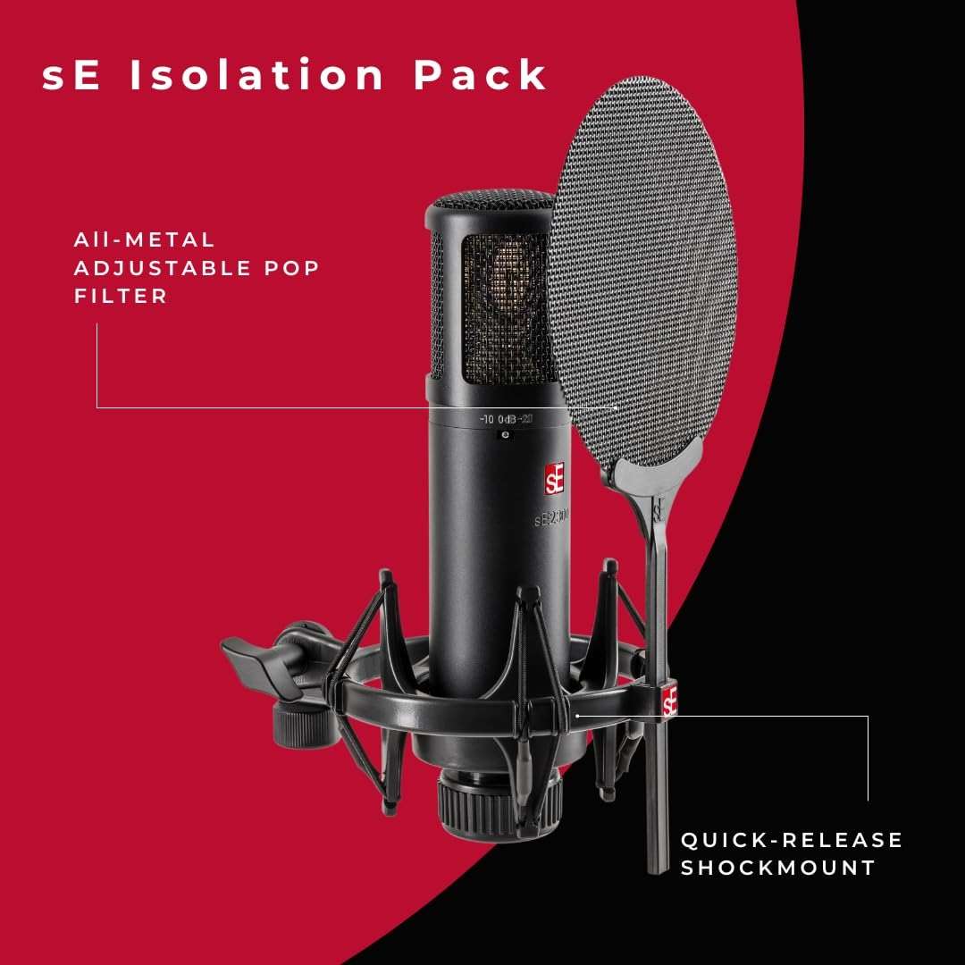 SE ELECTRONICS sE2300 Multi-Pattern Large Diaphragm Condenser Mic with Shockmount & Filter - XLR Condenser Mic for Vocals - Professional Studio Microphone for Recording - Image 4