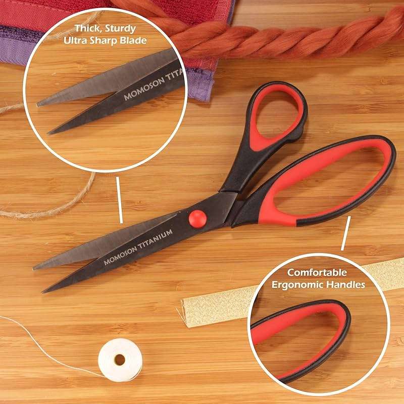 JubileeYarn Titanium Softgrip Scissors Set for Sewing, Arts, Crafts, Office - 1 Set of 3 - Black w/Red Inlays - Image 4