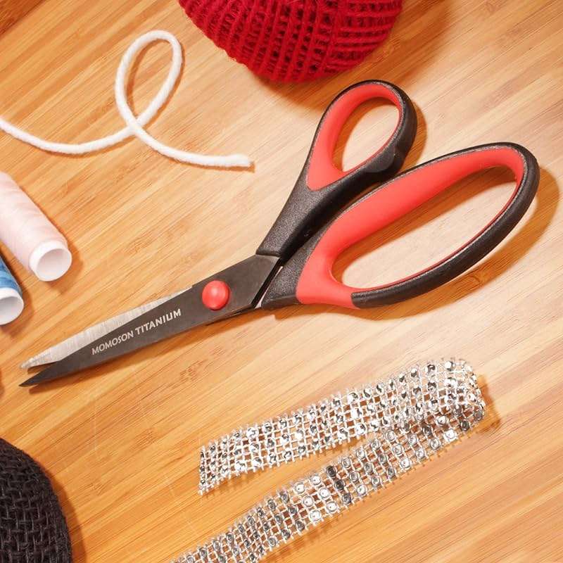 JubileeYarn Titanium Softgrip Scissors Set for Sewing, Arts, Crafts, Office - 1 Set of 3 - Black w/Red Inlays - Image 5