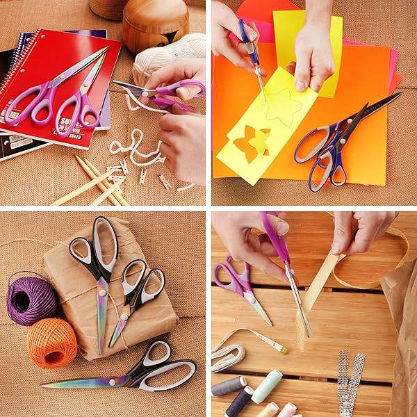 JubileeYarn Titanium Softgrip Scissors Set for Sewing, Arts, Crafts, Office - 1 Set of 3 - Black w/Red Inlays - Image 6