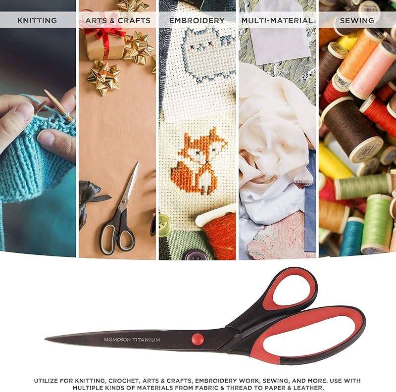 JubileeYarn Titanium Softgrip Scissors Set for Sewing, Arts, Crafts, Office - 1 Set of 3 - Black w/Red Inlays - Image 7
