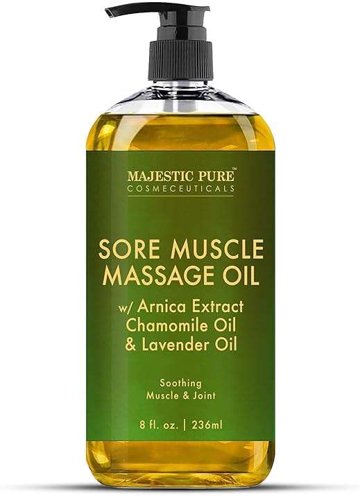MAJESTIC PURE Arnica Sore Muscle Massage Oil for Massage Therapy - Refreshing and Relaxing - Natural Oils with Lavender & Chamomile Essential Oils - All Skin Types - Men & Women Massage Lotion-8 fl oz - Image 7