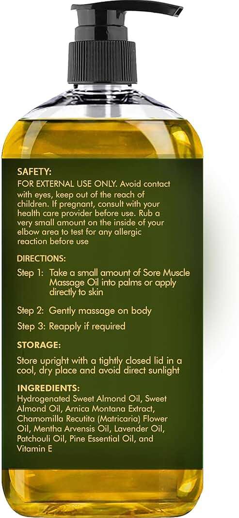 MAJESTIC PURE Arnica Sore Muscle Massage Oil for Massage Therapy - Refreshing and Relaxing - Natural Oils with Lavender & Chamomile Essential Oils - All Skin Types - Men & Women Massage Lotion-8 fl oz - Image 8