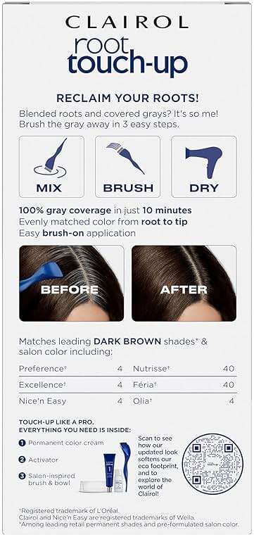 Clairol Root Touch-Up by Nice'n Easy Permanent Hair Dye, 4 Dark Brown Hair Color | 100% Gray Coverage | Easy Brush Application | Matches Professional Salon Shades | Pack of 1 - Image 2