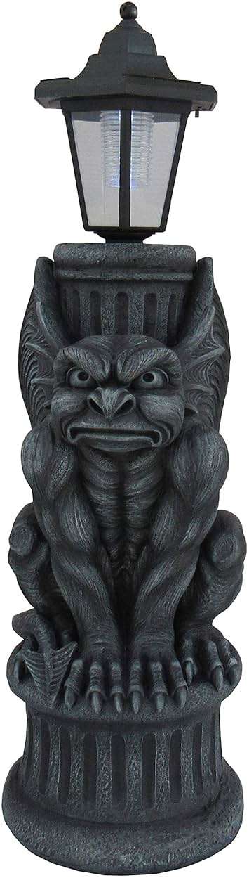 DWK Glowing Grimace Guardian Gargoyle LED Solar Light - Majestic Gothic Decor Garden Statue - 20 Inches High - Adding Mystical Charm to Your Outdoor Sanctuary - Image 1