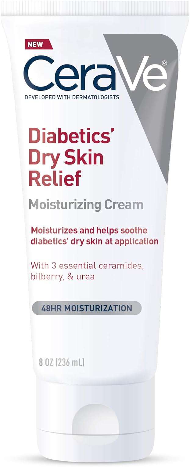 CeraVe Moisturizing Cream for Diabetics’ Dry Skin, Urea Cream with Bilberry for Face and Body, Fragrance Free & Paraben Free, 8 Ounce - Image 1