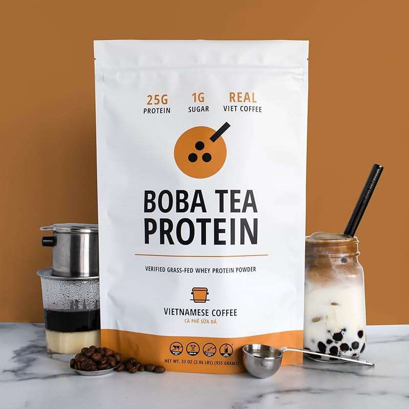 Boba Tea Protein Vietnamese Coffee | 25g Grass-Fed Whey Protein Isolate Powder | 112mg Caffeine | Gluten-Free & Soy-Free Bubble Tea Drink | Real Ingredients & Lactose-Free Protein Drink | 25 Servings - Image 2