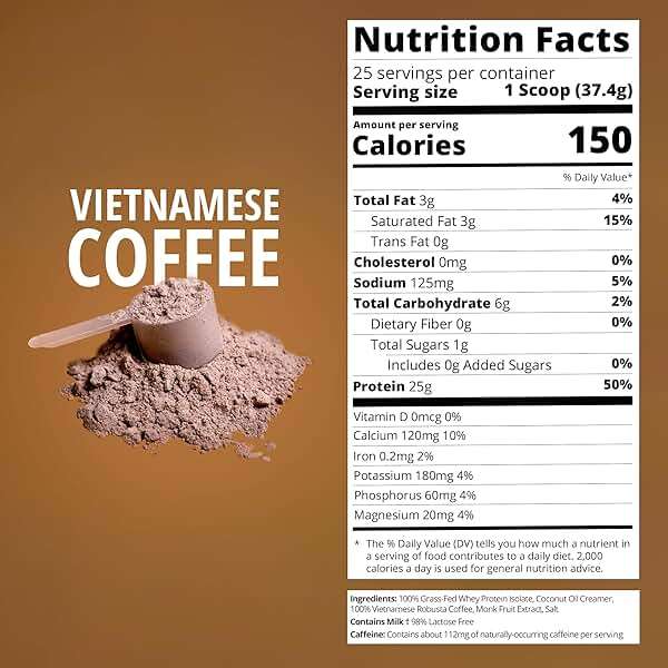 Boba Tea Protein Vietnamese Coffee | 25g Grass-Fed Whey Protein Isolate Powder | 112mg Caffeine | Gluten-Free & Soy-Free Bubble Tea Drink | Real Ingredients & Lactose-Free Protein Drink | 25 Servings - Image 3