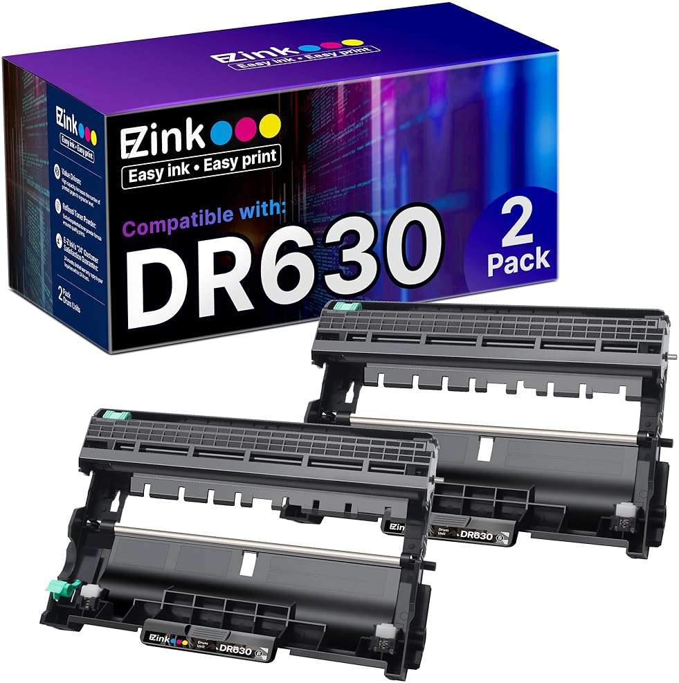 E-Z Ink Compatible Drum Unit (Not Toner) Replacement for Brother DR630 DR 630 to Compatible with DCP-L2520DW DCP-L2540DW HL-L2300D HL-L2305W HL-L2320D HL-L2340DW HL-L2380DW HL-L2680W (2 Pack) - Image 1