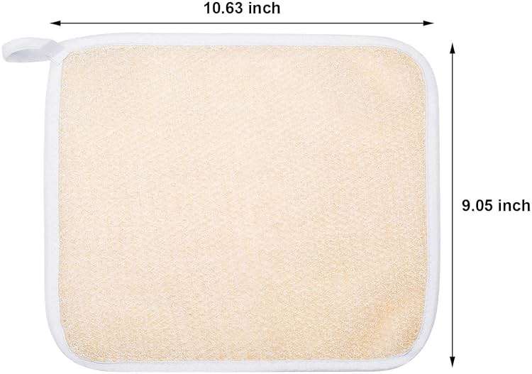 Tatuo 5 Pcs Exfoliating Face and Body Wash Cloths Towel Weave Bath Exfoliating Scrub Massage Bath Cloth for Women and Men, 10.23 x 8.66 Inch(Beige Edge) - Image 2