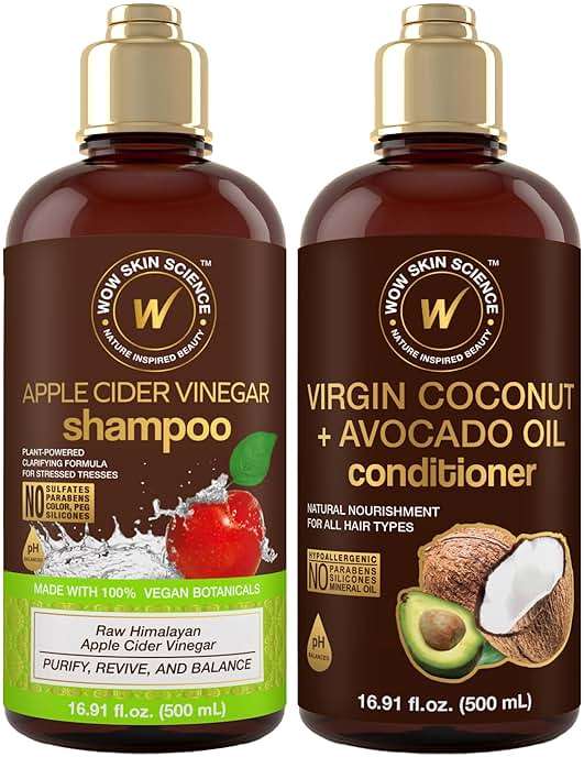 WOW Skin Science Apple Cider Vinegar Shampoo & Coconut + Avocado Oil Conditioner Duo 16.9 oz - Image 1