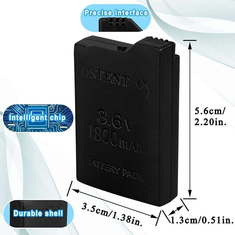 OSTENT High Capacity Quality Real 1800mAh 3.6V Lithium Ion Polymer Li-ion Polymer Rechargeable Battery Pack Replacement for Sony PSP 1000 PSP-110 Console - Image 6