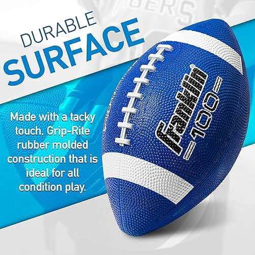 Franklin Sports Kids Junior Grip-Rite Youth Junior Size Rubber Footballs - Peewee Kids Durable Outdoor Footballs - Single & Bulk Packs Available - Image 2
