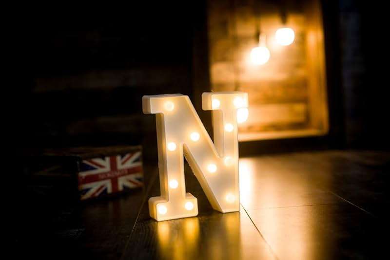 Foaky LED Letter Lights Sign Marquee Light Up Letters Sign for Night Light Wedding/Birthday Party Battery Powered Christmas Lamp Home Bar Decoration(N) - Image 3