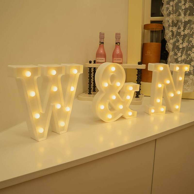 Foaky LED Letter Lights Sign Marquee Light Up Letters Sign for Night Light Wedding/Birthday Party Battery Powered Christmas Lamp Home Bar Decoration(N) - Image 4