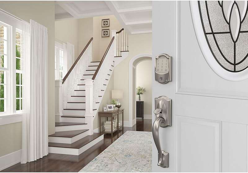 Schlage Encode Smart Wi-Fi Deadbolt Lock with Touchscreen Keypad, Keyless Front Door Entry, App Control, Alexa, Google Home and Airbnb Compatible, Satin Nickel, BE489WB CAM 619 - Image 2