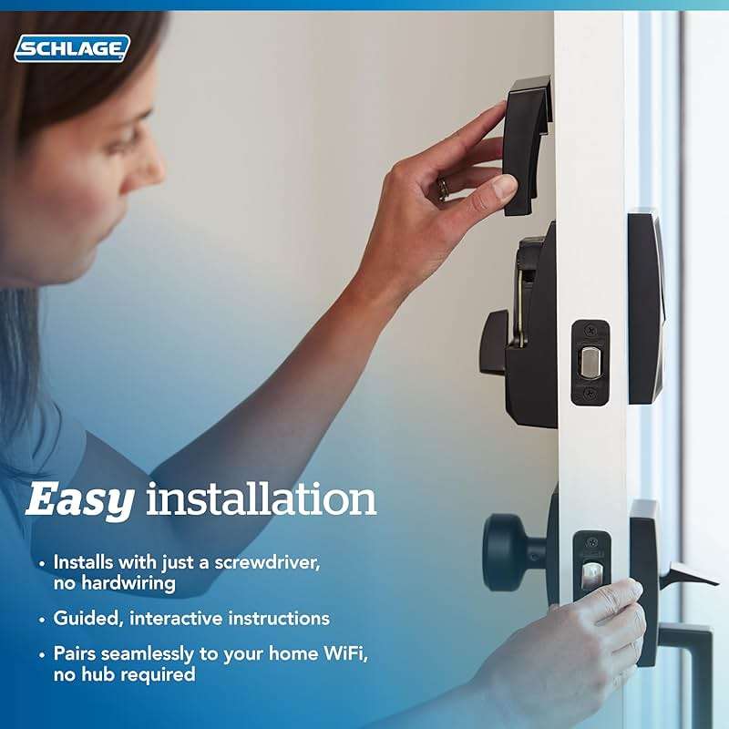 Schlage Encode Smart Wi-Fi Deadbolt Lock with Touchscreen Keypad, Keyless Front Door Entry, App Control, Alexa, Google Home and Airbnb Compatible, Satin Nickel, BE489WB CAM 619 - Image 8