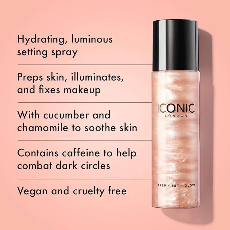 ICONIC LONDON Prep-Set-Glow Makeup Setting Spray | 3-in-1 Hydrating, Prepping, and Setting Facial Mist for a Dewy, Glowy Finish | 4.22 fl oz. - Image 2