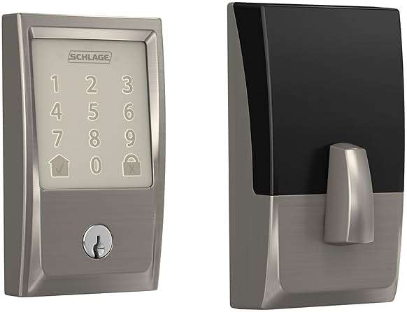 Schlage Encode Smart Wi-Fi Deadbolt Lock with Touchscreen Keypad, Keyless Front Door Entry, App Control, Alexa, Google Home and Airbnb Compatible, Satin Nickel, BE489WB CEN 619 - Image 1