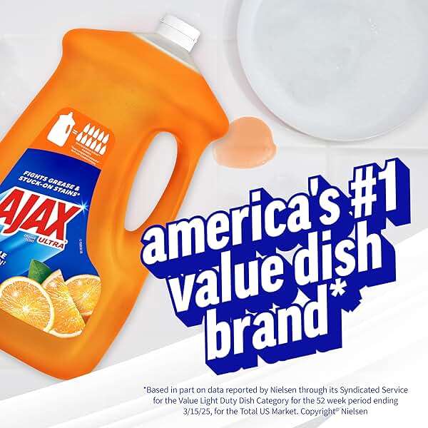 Ajax Ultra Liquid Dish Soap Orange Scent, Triple Action, 90 fl oz Bottle - Image 8