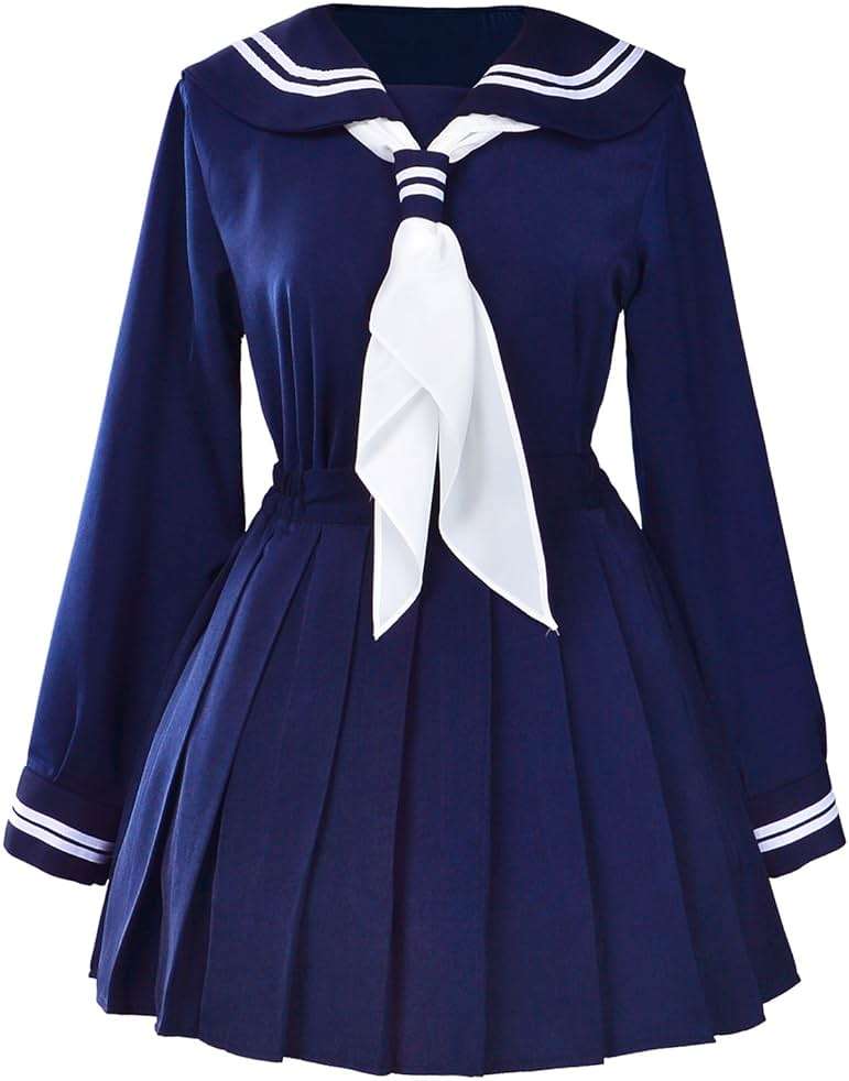 Classic Japanese School Girls Sailor Dress Shirts Uniform Anime Cosplay Costumes with Socks Set - Image 4
