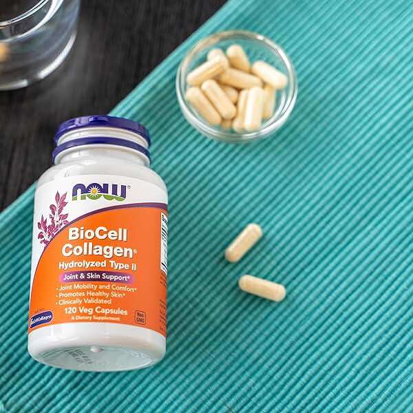 NOW Foods Supplements, BioCell Collagen® Hydrolyzed Type II, Clinically Validated, 120 Veg Capsules - Image 6
