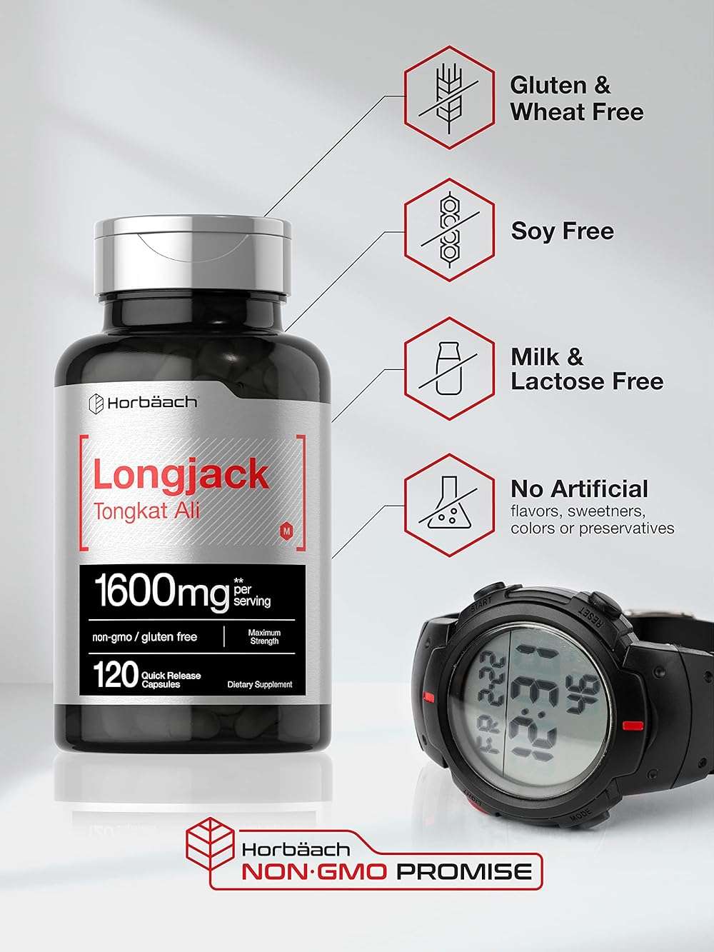 Horbäach Longjack Tongkat Ali for Men and Women | 120 Capsules | Extract Supplement | Maximum Strength Pills | Eurycoma Longifolia | Non-GMO and Gluten Free - Image 4
