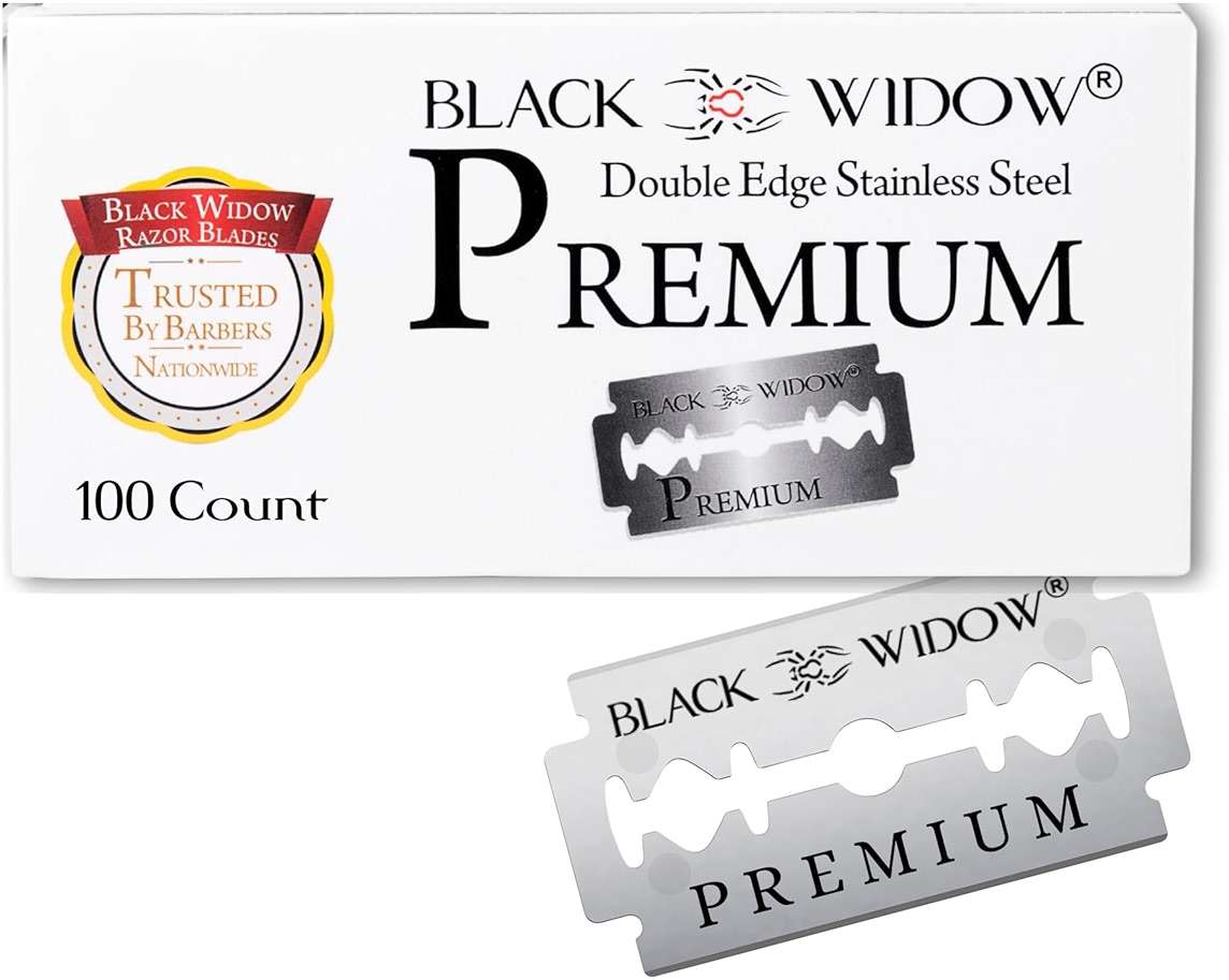 Black Widow Premium Double Edge Razor Blades - Swedish Steel Premium for Safety Razors and Straight Edge Razors - (100 Count) - Image 1